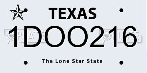 1DOO216 Texas License Plate