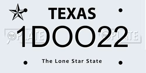 1DOO22 Texas License Plate