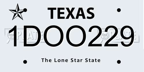 1DOO229 Texas License Plate