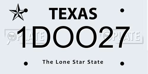 1DOO27 Texas License Plate