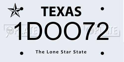 1DOO72 Texas License Plate