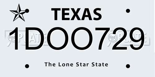 1DOO729 Texas License Plate
