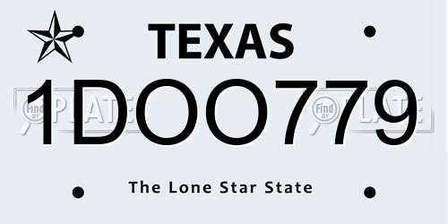 1DOO779 Texas License Plate