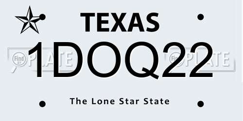 1DOQ22 Texas License Plate