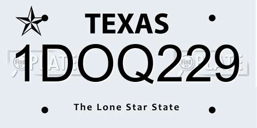 1DOQ229 Texas License Plate