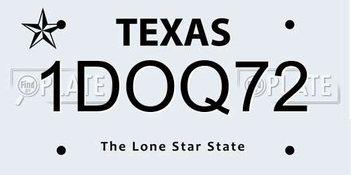 1DOQ72 Texas License Plate