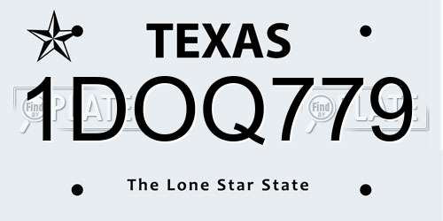 1DOQ779 Texas License Plate