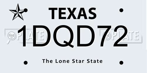 1DQD72 Texas License Plate