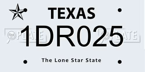 1DR025 Texas License Plate