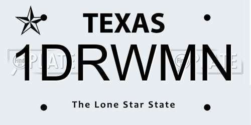 1DRWMN Texas License Plate