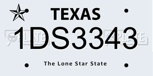 1DS3343 Texas License Plate