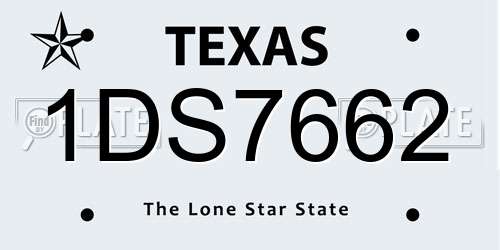 1DS7662 Texas License Plate