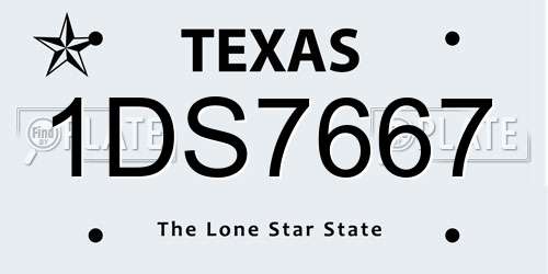 1DS7667 Texas License Plate