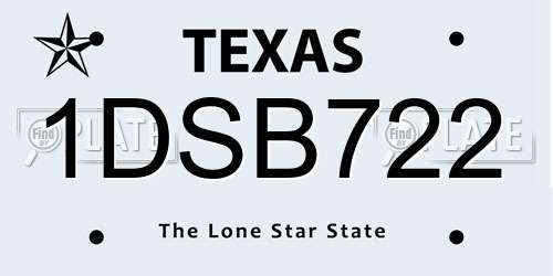 1DSB722 Texas License Plate