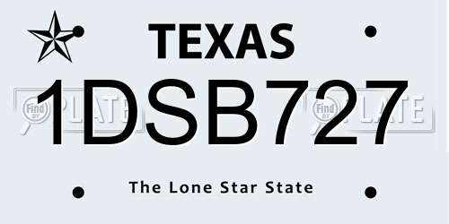 1DSB727 Texas License Plate