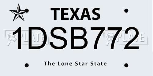 1DSB772 Texas License Plate