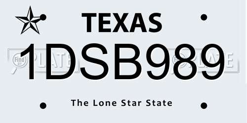 1DSB989 Texas License Plate