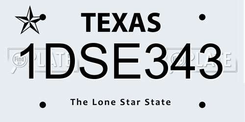 1DSE343 Texas License Plate
