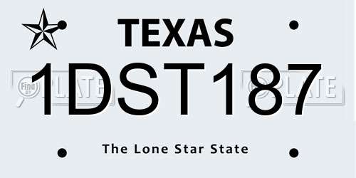 1DST187 Texas License Plate