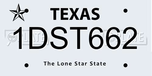 1DST662 Texas License Plate