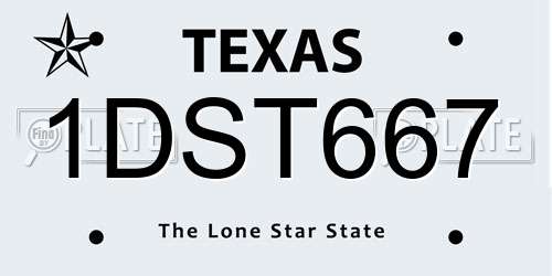 1DST667 Texas License Plate