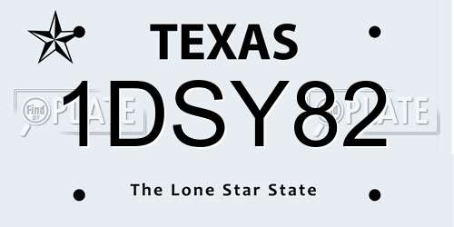 1DSY82 Texas License Plate