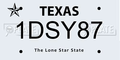 1DSY87 Texas License Plate