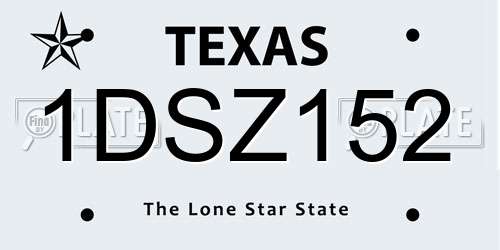 1DSZ152 Texas License Plate