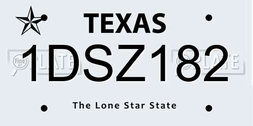 1DSZ182 Texas License Plate