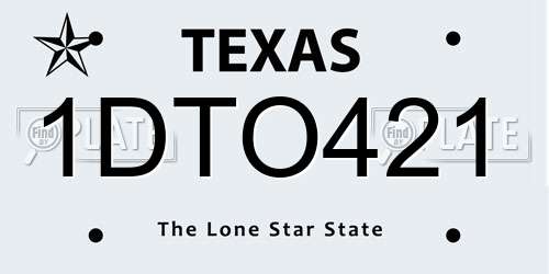 1DTO421 Texas License Plate