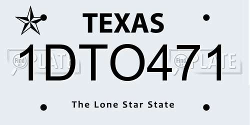 1DTO471 Texas License Plate