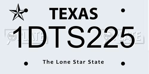 1DTS225 Texas License Plate