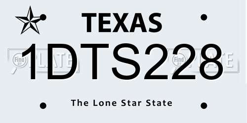 1DTS228 Texas License Plate