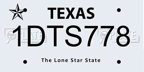 1DTS778 Texas License Plate
