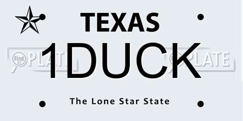 1DUCK Texas License Plate