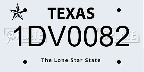 1DV0082 Texas License Plate