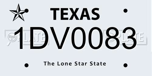 1DV0083 Texas License Plate