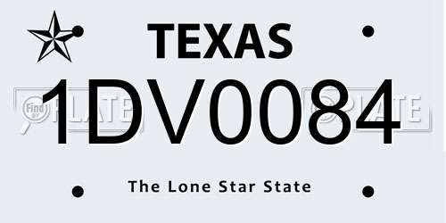 1DV0084 Texas License Plate
