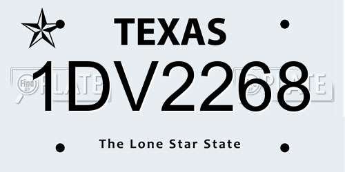 1DV2268 Texas License Plate