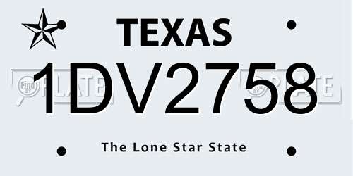 1DV2758 Texas License Plate
