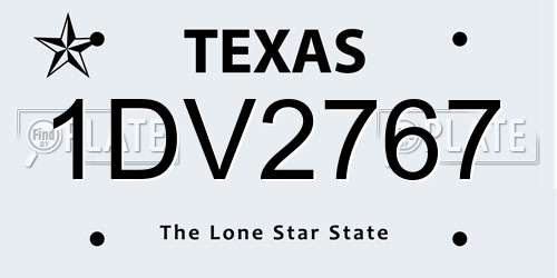 1DV2767 Texas License Plate