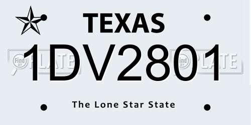 1DV2801 Texas License Plate
