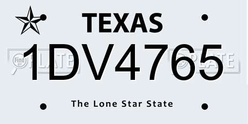 1DV4765 Texas License Plate