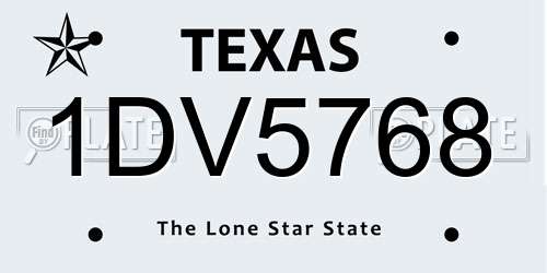 1DV5768 Texas License Plate