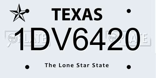 1DV6420 Texas License Plate