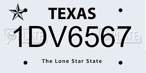 1DV6567 Texas License Plate