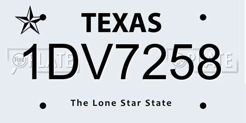1DV7258 Texas License Plate