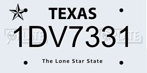 1DV7331 Texas License Plate