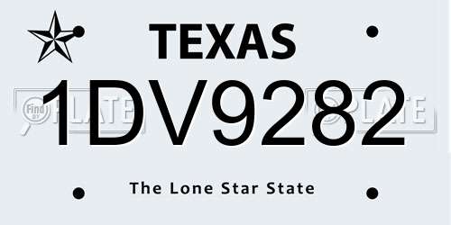 1DV9282 Texas License Plate