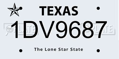 1DV9687 Texas License Plate